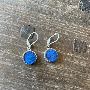 Blue Geode Sterling Earrings